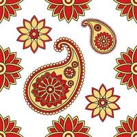 Indian mandala and paisley seamless tile pattern with vibrant colors and intricate details concept as Vibrant colors highlight Indian mandala and paisley patterns in seamless tile Dynamics vector