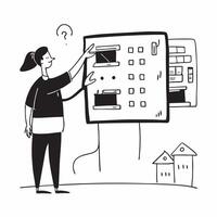Influencer presenting a mockup apartment for sale in a complex concept as An influencer presents a mockup apartment for sale in a complex highlighting the property features and loc Dynamics vector