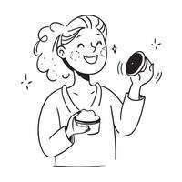 Influencer using a mockup clay mask concept as An influencer uses a mockup clay mask highlighting its purifying and detoxifying properties Perfect for skincare and beauty ads in Dynamics vector