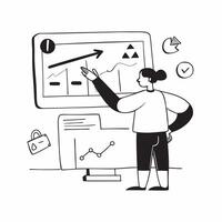 Investment analyst developing stock valuation algorithms concept as An investment analyst in a modern office developing stock valuation algorithms on a computer highlighting expert Dynamics vector