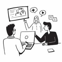 IT specialist managing a hybrid tech support meeting concept as An IT specialist managing a hybrid tech support meeting with staff in the office and remote emphasizing problem solv Dynamics vector