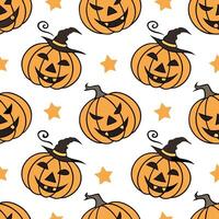 Jack o lanterns and witches seamless tile pattern with vibrant orange and magical elements for enchanting Halloween decor concept as Vibrant orange jack o lanterns and magical witc Dynamics vector