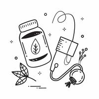 Jump rope and herbal supplement concept as A jump rope and a herbal supplement representing the blend of cardiovascular exercise and natural wellness perfect for isolated icon de Dynamics vector