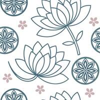 Korean hanbok patterns and lotus flowers seamless tile pattern with pastel colors and traditional designs for elegant decor concept as Pastel colored hanbok patterns and traditiona Dynamics vector