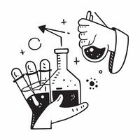Lab technician with chemical samples concept as A lab technicians profile blended with chemical samples symbolizing the critical role of analysis and testing in the petrochemical i Dynamics vector