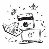 Laptop with holographic AI business budgeting and travel icons concept as Camera movement Pan across the laptop screen with a focus on glowing holographic AI business budgeting and Dynamics Set 2 vector
