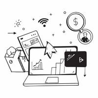 Laptop with holographic AI and financial icons concept as Camera movement Pan across the laptop screen with a focus on glowing holographic AI and financial icons Scene A modern wo Dynamics vector