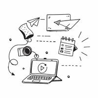 Laptop with holographic AI business budgeting and travel icons concept as Camera movement Pan across the laptop screen with a focus on glowing holographic AI business budgeting and Dynamics vector