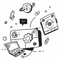 Laptop with holographic AI budget and financial planning icons concept as Camera movement Pan across the laptop screen with a focus on glowing holographic AI budget and financial p Dynamics vector