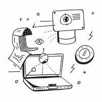 Laptop with holographic AI finance and portfolio management icons concept as Camera movement Pan across the laptop screen with a focus on glowing holographic AI finance and portfol Dynamics vector