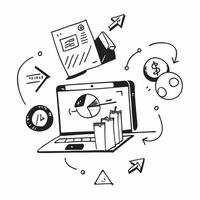 Laptop with holographic AI finance and trading icons concept as Camera movement Pan across the laptop screen with a focus on glowing holographic AI finance and trading icons Scene Dynamics vector