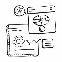 Laptop with Holographic AI Icon and Data Icon concept as A photo featuring a laptop with a glossy glowing holographic AI icon and data icon The objects are centrally positioned is Dynamics vector