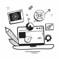 Laptop with holographic AI QA and quality improvement icons concept as Camera movement Pan across the laptop screen with a focus on glowing holographic AI QA and quality improvemen Dynamics vector