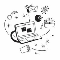 Laptop with holographic AI travel analytics and holiday icons concept as Camera movement Pan across the laptop screen with a focus on glowing holographic AI travel analytics and ho Dynamics Set 2 vector