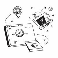 Laptop with holographic AI travel assistant and holiday planning icons concept as Camera movement Pan across the laptop screen with a focus on glowing holographic AI travel assista Dynamics Set 3 vector