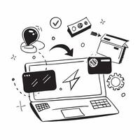 Laptop with holographic AI travel assistant and holiday planning icons concept as Camera movement Pan across the laptop screen with a focus on glowing holographic AI travel assista Dynamics Set 4 vector