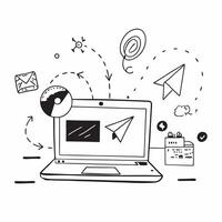 Laptop with holographic AI travel plans and holiday icons concept as Camera movement Pan across the laptop screen with a focus on glowing holographic AI travel plans and holiday ic Dynamics Set 3 vector