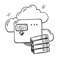Laptop with Holographic Cloud Icon and Server Icon concept as A photo featuring a laptop with a glossy glowing holographic cloud icon and server icon The objects are centrally pos Dynamics vector