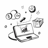 Laptop with Holographic Finance Icon and Data Icon concept as A photo featuring a laptop with a glossy glowing holographic finance icon and data icon The objects are centrally pos Dynamics Set 2 vector