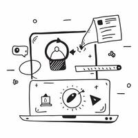 Laptop with holographic ransomware and antivirus icons concept as Camera movement Pan across the laptop screen with a focus on glowing holographic ransomware and antivirus icons S Dynamics vector