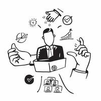 Manager double exposure with office environment concept as A managers profile merged with an office environment representing management responsibility and business operations Perf Dynamics vector