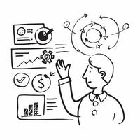 Manager with KPI dashboard concept as A managers profile combined with a KPI dashboard symbolizing key performance indicators and corporate success Ideal for corporate and busines Dynamics vector