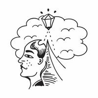 Mans profile with mountain peak concept as A mans profile merged with a mountain peak symbolizing hope and achieving goals Perfect for motivational and adventure ads in Photo Sto Dynamics vector