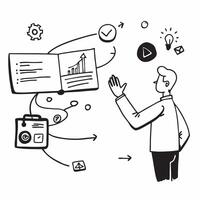 Manager with virtual training tools concept as A managers profile blended with virtual training tools symbolizing modern training methods and technology integration Perfect for co Dynamics vector