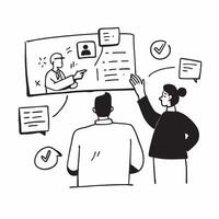 Marketing consultant leading a hybrid strategy workshop concept as A marketing consultant leading a hybrid strategy workshop with clients in the office and joining remotely showcas Dynamics vector
