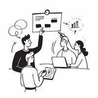 Marketing director conducting a hybrid campaign brainstorming concept as A marketing director conducting a hybrid campaign brainstorming with team members in the office and remote Dynamics vector