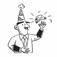 Marketing manager with party hats concept as A marketing managers profile blended with party hats symbolizing creativity and celebration at a corporate thanks party Perfect for bu Dynamics vector