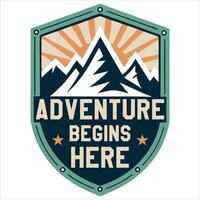 Vibrant Summer Camp Patch Badge Illustration with Hiking Themes vector