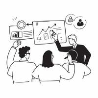 Marketing team collaborating on a social media campaign plan concept as A marketing team in a conference room collaborating on a social media campaign plan using charts and graphs Dynamic Dynamics vector
