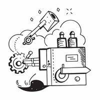 Mechanical engineer with plant machinery concept as A mechanical engineers profile blended with plant machinery symbolizing expertise in maintaining and optimizing equipment in the Dynamics vector