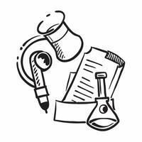 Microscope and Test Tube with Research Wording concept as A detailed illustration of a microscope and a test tube symbolizing research and scientific study The word Research is pr Dynamics vector