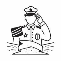 Military officer double exposure with flag concept as A military officers profile merged with a flag representing military responsibility and patriotism Perfect for military and d Dynamics vector