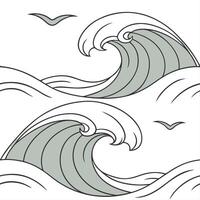 Minimalist summer waves seamless pattern with soft flowing waves and neutral tones for subtle coastal designs concept as Neutral toned summer wave pattern with soft flowing waves i Dynamics vector