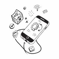 Mobile phone with holographic AI business booking and travel icons concept as Camera movement Rotate around the mobile phone with a focus on glowing holographic AI business booking Dynamics Set 9 vector