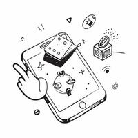Mobile phone with holographic AI holiday booking and travel icons concept as Camera movement Rotate around the mobile phone with a focus on glowing holographic AI holiday booking a Dynamics Set 2 vector