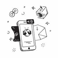Mobile phone with holographic AI holiday booking and travel icons concept as Camera movement Rotate around the mobile phone with a focus on glowing holographic AI holiday booking a Dynamics Set 4 vector