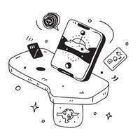 Mobile phone with holographic AI trip planner and vacation icons concept as Camera movement Rotate around the mobile phone with a focus on glowing holographic AI trip planner and v Dynamics Set 3 vector