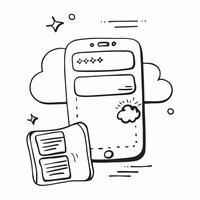 Mobile Phone with Holographic Cloud Icon and Database Icon concept as A photo depicting a mobile phone with a glossy glowing holographic cloud icon and database icon The objects a Dynamics vector