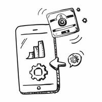 Mobile Phone with Holographic Finance Icon and Data Icon concept as A photo depicting a mobile phone with a glossy glowing holographic finance icon and data icon The objects are c Dynamics Set 2 vector