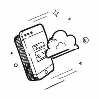 Mobile Phone with Holographic Cloud Icon and Database Icon concept as A photo depicting a mobile phone with a glossy glowing holographic cloud icon and database icon The objects a Dynamics Set 2 vector