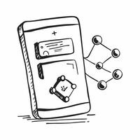 Mobile Phone with Holographic Network Icon and Connectivity Icon concept as A photo depicting a mobile phone with a glossy glowing holographic network icon and connectivity icon T Dynamics vector