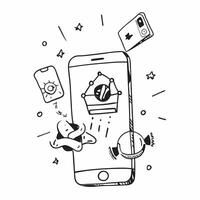 Mobile phone with holographic malware and secure network icons concept as Camera movement Rotate around the mobile phone with a focus on glowing holographic malware and secure netw Dynamics vector
