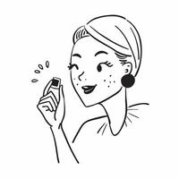 Model promoting a mockup face cream concept as A model promotes a mockup face cream highlighting its hydrating and anti aging properties Perfect for skincare and cosmetic ads in Dynamics vector