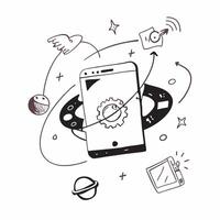 Mobile phone with holographic spyware and secure network icons concept as Camera movement Rotate around the mobile phone with a focus on glowing holographic spyware and secure netw Dynamics vector