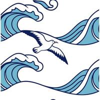 Modern summer waves seamless pattern with angular wave shapes and sharp contrasts for bold beach designs concept as Bold beach wave pattern with angular wave shapes and sharp contr Dynamics vector