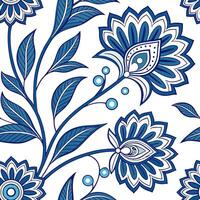 Moroccan Floral Geometric seamless tile pattern with vibrant blues and intricate designs for exotic home decor concept as Vibrant Moroccan florals and intricate geometric designs a Dynamics vector